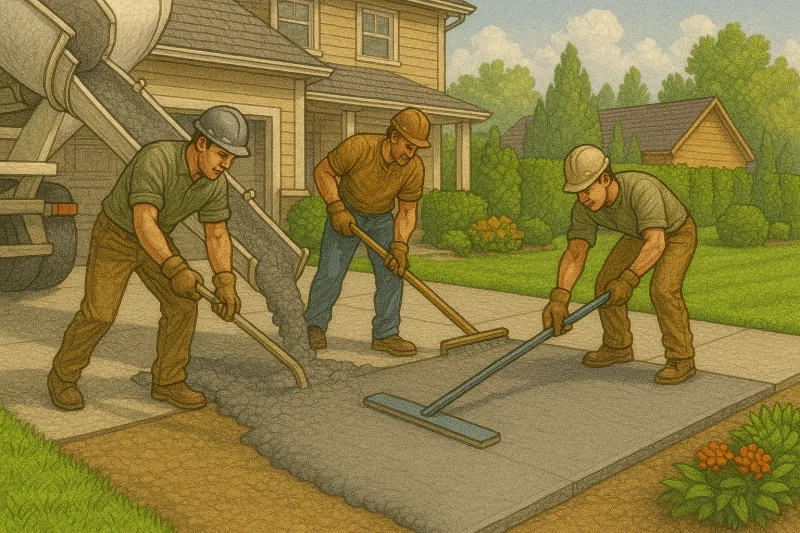 concrete flatwork driveway installation